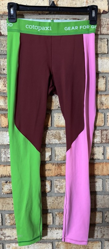 Cotopaxi Haraka women's colorblock ankle leggings XS brown green pink stretch