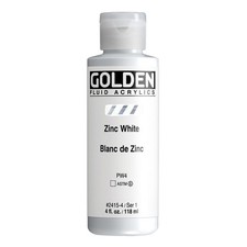 Fluid Acrylics by GOLDEN, Zinc White, 4 fl. oz. Bottle, Office Product