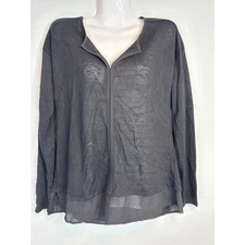 Sanctuary Black Split Neck Long Sleeves Top Women's Medium Minimalist Bohemian