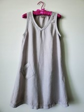 Flax by Jeanne Engelhart 100% Linen Dress A-Line Sleeveless Gray Sz P (Bust 38")