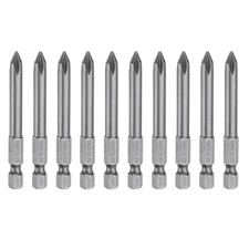 10pcs Magnetic Phillips Screwdriver Bit PH1 1/4" Hex Shank 65mm Long 6mm Rod