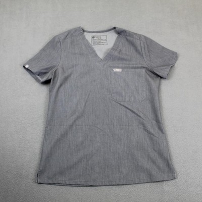 FIGS Top Womens XS Gray V Scrub Neck Pocket Shirt Medical Technical Collection
