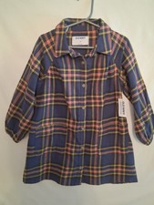 OLD NAVY Girls 4T Navy/Gold/Coral Flannel Dress w/Pockets Tagged $24.99