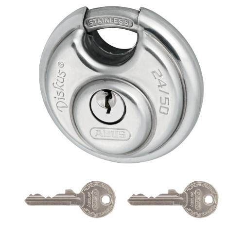 ABUS Diskus-Vorhangschloss Marine 24IB/50 -100 % Rostfrei- bis zu 20 Schlüssel