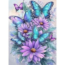 Blue Butterfly Diamond Art Kits for Adults Beginners,Butterfly Flower DZ876