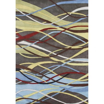 Hand-Tufted Modern Multicolor Abstract Lines Area Rug   Contemporary Living Room