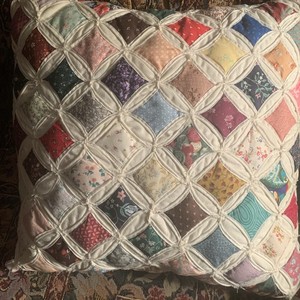 VTG Handmade Throw Pillows☆Cathedral Window Quilt Design☆Pretty☆Colorful