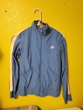 Nike Blue White Windbreaker Jacket Womens Xs Full Zip Logo Gray Tag X-Small