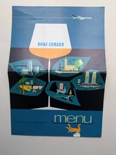 1960s B.O.A.C Cunard Menu Card North Atlantic Service