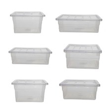 CLEAR PLASTIC STORAGE BOX BOXES WITH LID SPACE SAVING HOME OFFICE STACKABLE