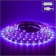 6.6ft Black Light LED Strips, 120 Lamp Beads, USB Cable 1.5m Purple 