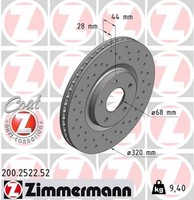 2X Zimmermann Bremsscheibe Sport Z 200.2522.52 FüR J10 Koleos Nissan Renault 1