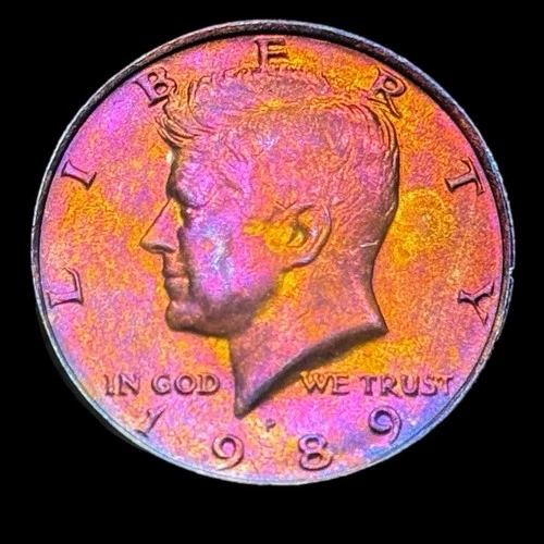 Kennedy Half Dollar 1989 P Uncirculated Monster Rainbow Toning