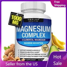 Magnesium complex supplement: 1000mg of 8-element magnesium, 90 capsules
