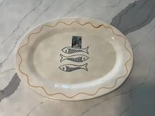 Farval Ceramics Large Fish Platter-Pottery Serving Dish 15” X 11.25” New