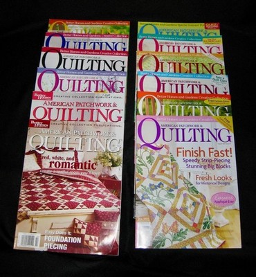 Lot of 12 American Patchwork & Quilting Magazines With Patterns ~ 2003 - 2013