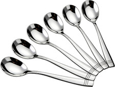 6 Piece Stainless Steel Serving Spoons Set, Large Spoons, 9.5-Inch, for Parties/