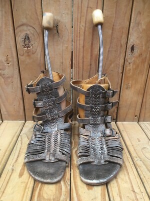 Bed Stu Aurelia gladiator gray distressed buckle boots made in Mexico UK  US