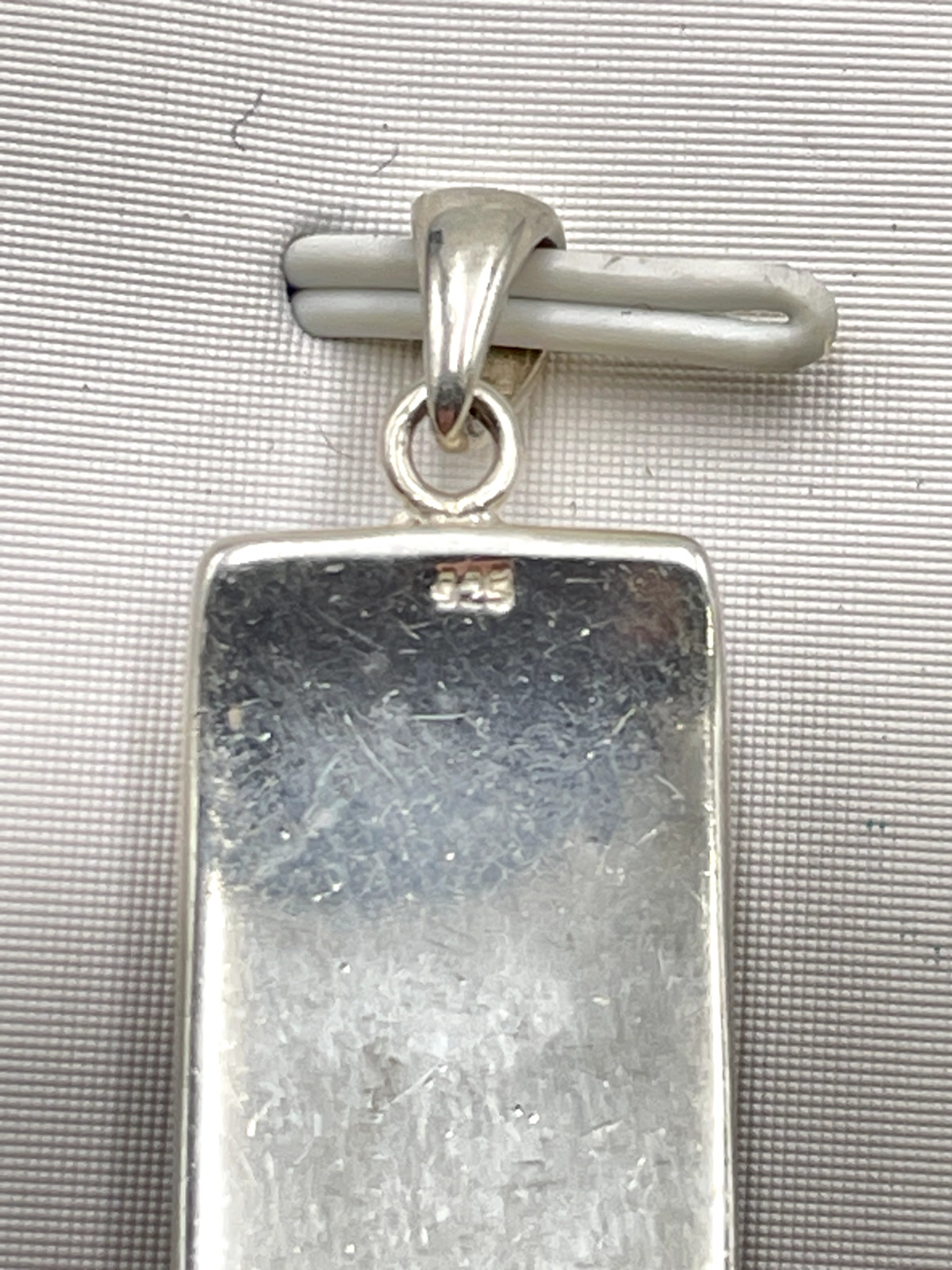 STERLING SILVER 925 RECTANGLE BLACK GEMSTONE PEND… - image 5