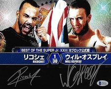 Ricochet & Will Ospreay Signed 8x10 Photo BAS COA New Japan Pro Wrestling WWE 4