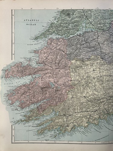 1893 South Ireland with insets of Cork & Dublin Antique Map by G.W. Bacon - Picture 2 of 3