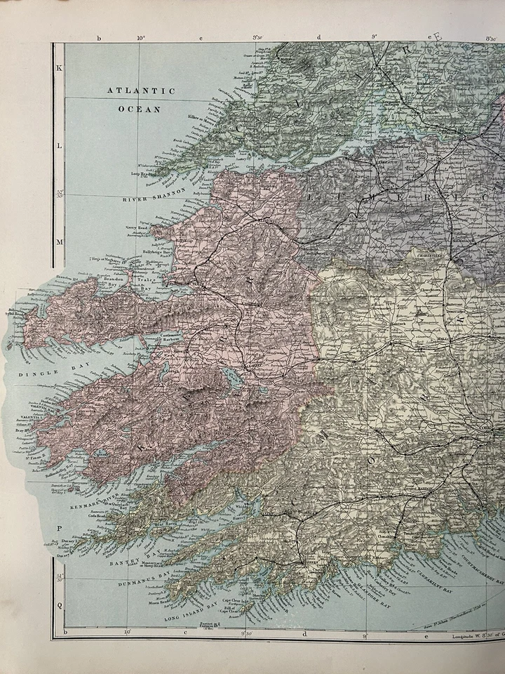 1893 South Ireland with insets of Cork & Dublin Antique Map by G.W. Bacon - Image 2 of 3