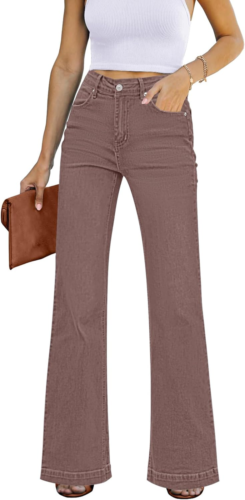 Womens Flare Jeans High Waisted Wide Leg Baggy Jean for Women Stretch Denim Pant