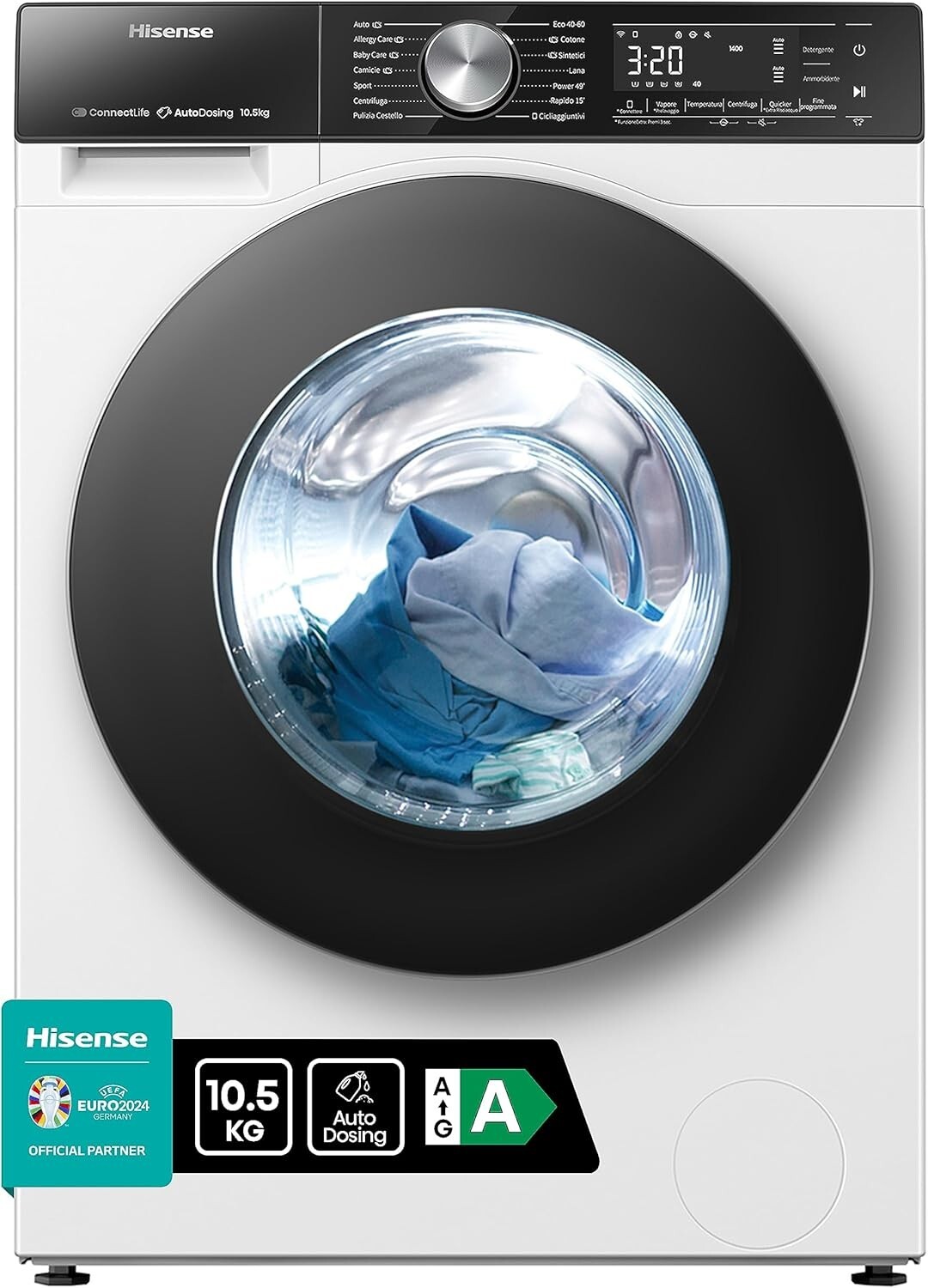 Hisense WF5S1045BW Lavatrice Caricamento Frontale 10.5 Kg 1400 Giri Min Classe A