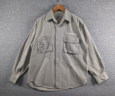 WRANGLER Rugged Wear Vintage Herren Khaki Beige Denim Robust Knopf Hemd XL