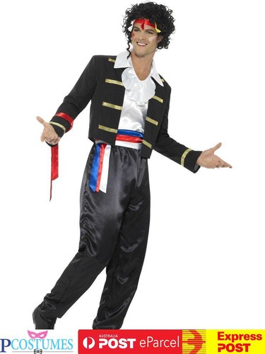 Mens New Romantic 80s Adam Ant Boy George Costume Pop Star Fancy Outfit - Picture 2 of 4
