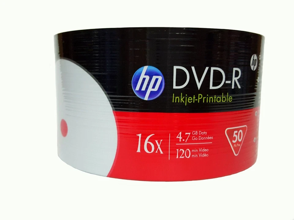 200 HP Blank16X DVD-R DVDR White Inkjet Hub Printable 4.7GB Media Disc 4x50pk  - Image 3 of 4