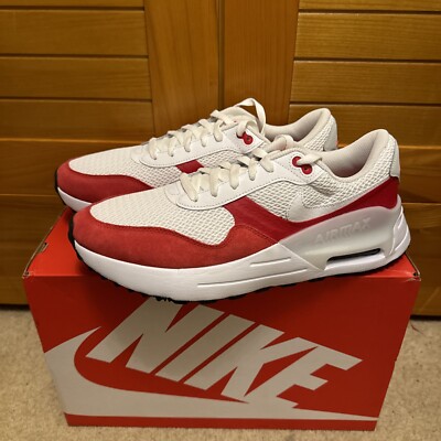 Nike Air Max SYSTM Men's Trainers, White/Red Leather, Size 11