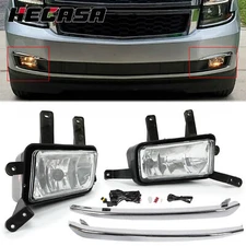 For 2015-2020 Chevy Suburban/Tahoe Fog Lights Lamps w/Chrome Trim+Switch+Bulbs