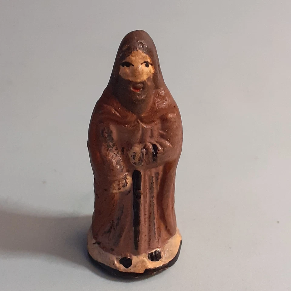 FEVE ANCIENNE MOINE céramique marron hauteur 4 cm - Photo 1/4