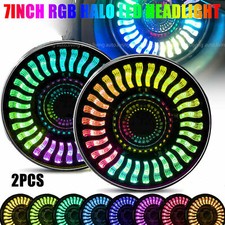 Pair Led Rgb Headlight Bluetooth Control Halo Drl For Jeep Wrangler Jk Pair Led Rgb Headlight Bluetooth Control Halo Drl For Jeep Wrangler Jk