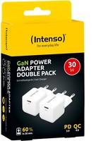 Intenso LadegeräT Power Adapter 30 Watt W30C Gan 1X USB-C Weiß Doppelpack