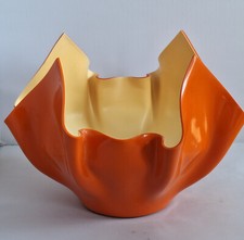 Grande vaso cartoccio vintage centrotavola arancione bicolore design anni 60-70