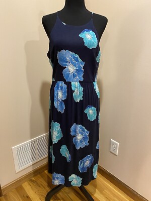 loft blue floral dress LOFT FLORAL DENIM DRESS