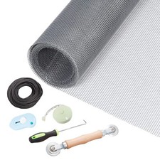 Windows Screen and Screen Door Repair Kit - 48"x118" Fiberglass Mesh Gray wit...