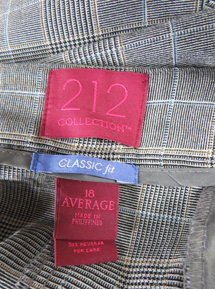 212 Collection Women's Pants Black Tan Gray Multi Plaid Trousers Size 18 - Image 3 of 4