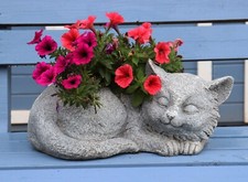 Garten Steinoptik Katze Skulptur tierischer Pflanzenkübel Blumentopf
