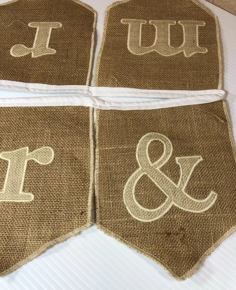 Mr. and Mrs. Banner Wall Décor Wedding Party Bridal Shower Burlap - Image 4 of 4