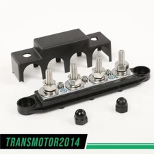 Black 4 Post Busbar Bus Bar Power Distribution Block 12V 250A With Cover 5/16"