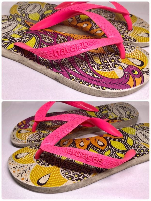 Lotto di 3 scarpe infradito Havaianas taglia 6 slim sfumate tramonto pop up pavone