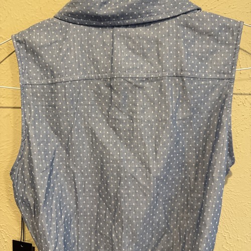 Tommy Hilfiger Shirt Dress Small Dot Sleeveless Blue COTTON Size 6 NWT - Picture 10 of 12