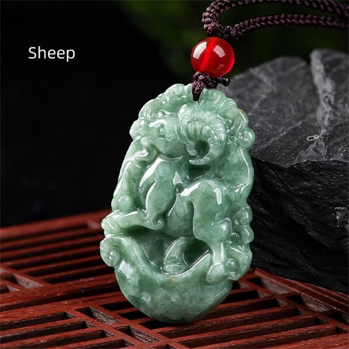 1pcs Natural Jade Pendant A Grade Twelve of Zodiac Bean Green Jadeite Necklace - Picture 15 of 31
