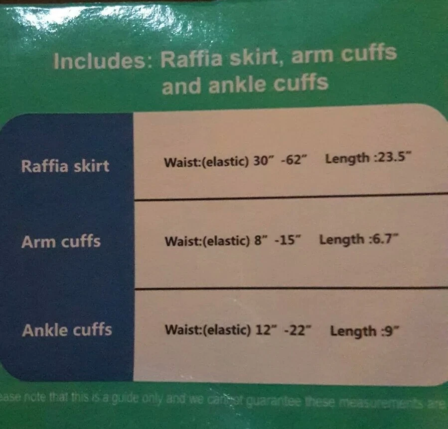 Disfraz de Fiesta Luau Hawaiano Para Hombre - Falda Rafia - Puños - Floral Leis 7 Piezas Foto 2 de 4