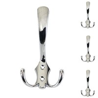 4Er-Set Garderobenhaken MCW-D46, Haken Wandhaken Kleiderhaken, Farbe: Silber