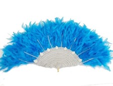 Turquoise Blue Traditional Igbo Nigerian Wedding Bridal Feather Fan. Feather Fan