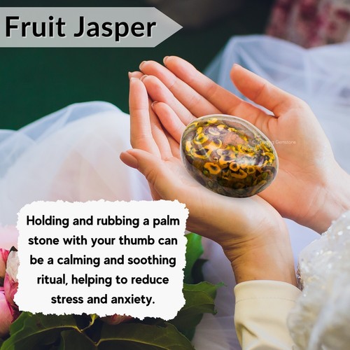 Piedra de palma de cristal de jaspe de frutas - Imagen 9 de 11